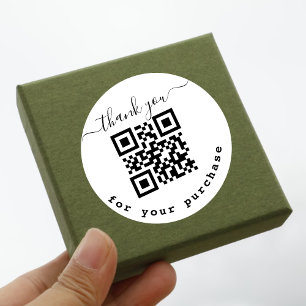 Adesivo Redondo Obrigado de código QR para sua compra