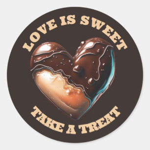 Adesivo Redondo Obrigado de coração de chocolate você é castanho b