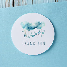 Adesivo Redondo Obrigado de estrelas azuis