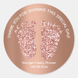 Adesivo Redondo Obrigado de Favoritos do Chá de fraldas de Pés Gli