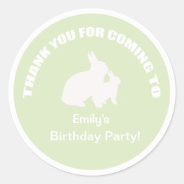 Adesivo Redondo Obrigado de festa de aniversário coelhinha, seu ad