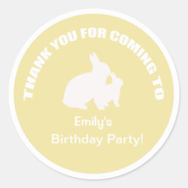 Adesivo Redondo Obrigado de festa de aniversário coelho, seu adesi