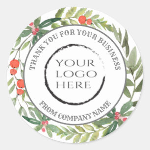 Adesivo Redondo Obrigado de festas ocas, seu logotipo personalizad