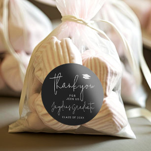 Adesivo Redondo Obrigado de Formando de Script Moderno Simples Pre