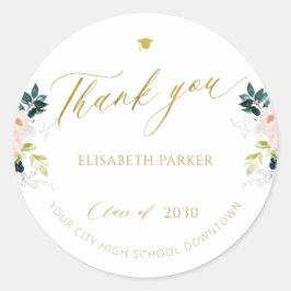 Adesivo Redondo Obrigado de graduação de formando ouro elegante