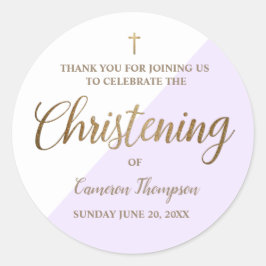 Adesivo Redondo Obrigado de Natal de Bebê Personalizado Roxo