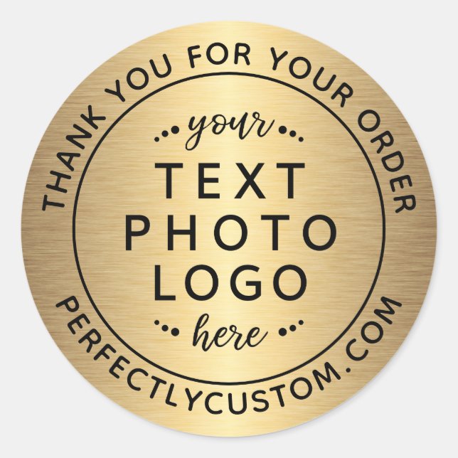 Adesivo Redondo obrigado de negócios gradiente de ouro para seu pe (Frente)