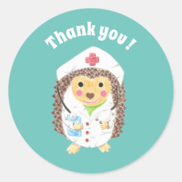 Adesivo Redondo Obrigado de ourivesaria do ouriço de desenho