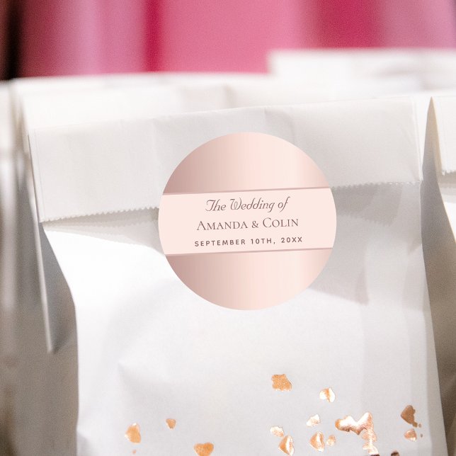 Adesivo Redondo Obrigado de ouro rosa de casamento você elegante m (Criador carregado)