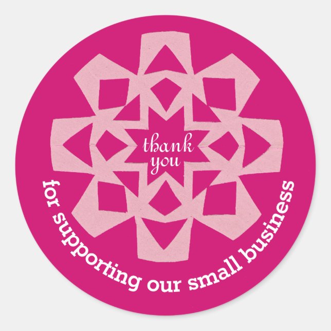 Adesivo Redondo Obrigado de pequenas empresas que você cola floco  (Frente)