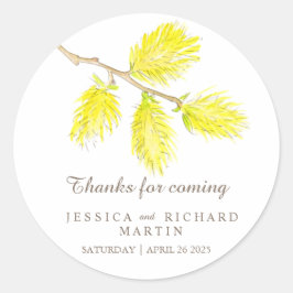 Adesivo Redondo Obrigado de primavera de catkins amarela você ades