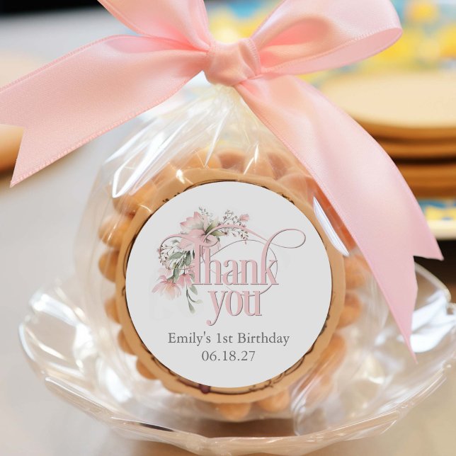 Adesivo Redondo obrigado de primeiro aniversario maravilhosa você  (Criador carregado)