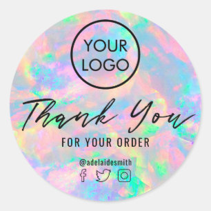 Adesivo Redondo obrigado de textura de gem opal