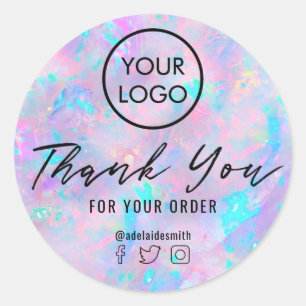 Adesivo Redondo obrigado de textura inspirada em opal roxo