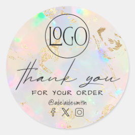 Adesivo Redondo obrigado de textura opal