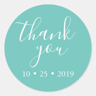 Adesivo Redondo obrigado de turquesa seu casamento elegante