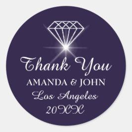 Adesivo Redondo Obrigado Diamond Name Wedding Bridal Sweet16th