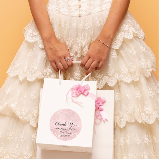 Adesivo Redondo Obrigado Diamond Name Wedding Bridal Sweet16th (Thank You Diamond Name Wedding Bridal Sweet16th Classic Round Sticker)