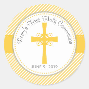 Adesivo Redondo Obrigado do baptismo/primeiramente do comunhão