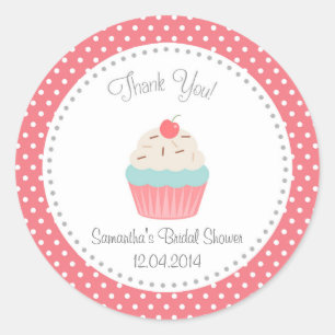 Adesivo Redondo Obrigado do chá de panela do cupcake você etique