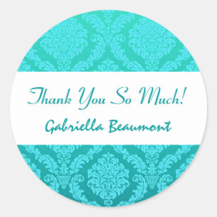 Adesivo Redondo Obrigado do chá de panela você damasco V33 do Aq