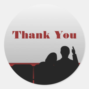 Adesivo Redondo Obrigado do cinema você etiquetas, vermelhas