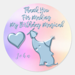 Adesivo Redondo Obrigado do favor de festa de aniversário do