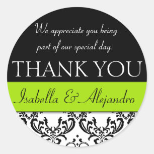 Adesivo Redondo Obrigado do favor do casamento tema damasco você
