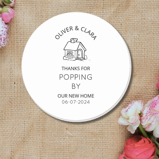 Adesivo Redondo Obrigado do Partido do Aquecimento Doméstico você  (Housewarming party favor label sticker realtor open house new home owners return gits favour sticker)