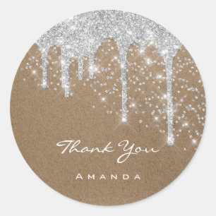 Adesivo Redondo Obrigado Doce 16º Papel de Casamento de Bridal