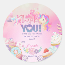 Adesivo Redondo Obrigado, Doce Maravilha de Aniversário