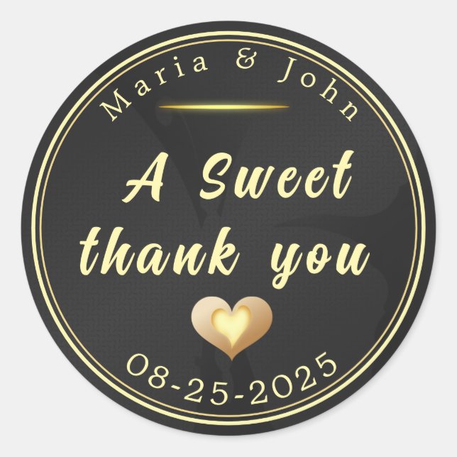 Adesivo Redondo obrigado doce negro (Frente)