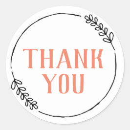 Adesivo Redondo Obrigado Doodle Wreath