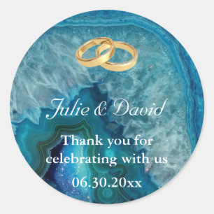 Adesivo Redondo Obrigado Dourado das alianças de casamento você 