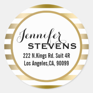 Adesivo Redondo Obrigado - Dourado Padrão Geométrico de Stripes