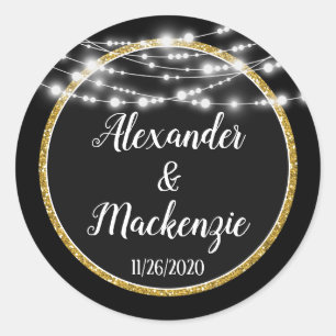 Adesivo Redondo Obrigado Dourado preto do casamento você favorece