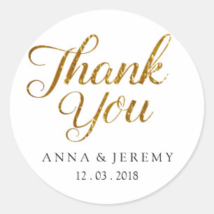 Adesivo Redondo Obrigado Dourado Sticker