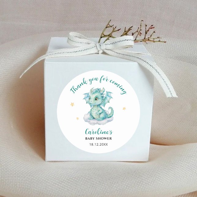 Adesivo Redondo Obrigado Dragon Chá de fraldas (Criador carregado)