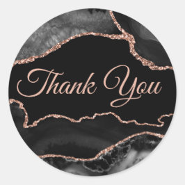Adesivo Redondo Obrigado elegante de agata preta