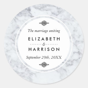 Adesivo Redondo Obrigado elegante do casamento do mármore do