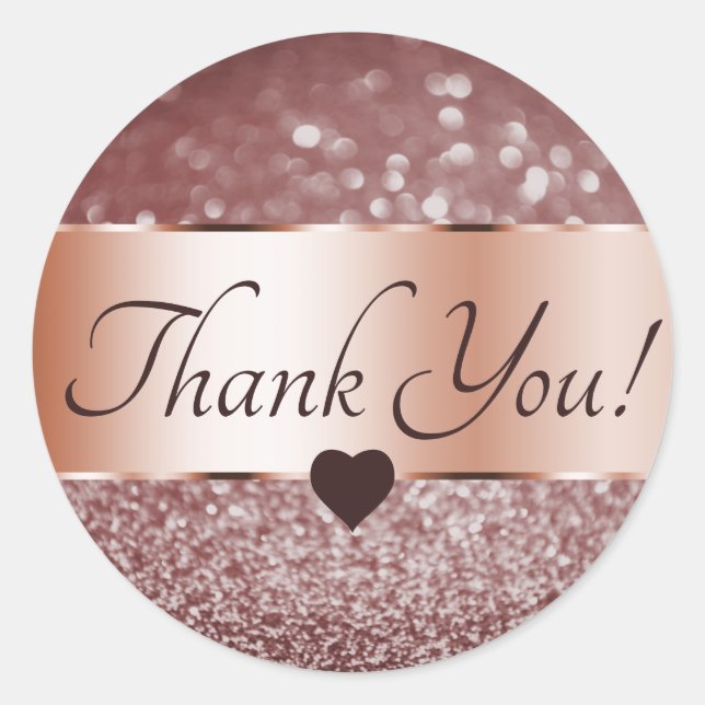Adesivo Redondo Obrigado Elegante Rosa Burgundy Glitter Stars (Frente)
