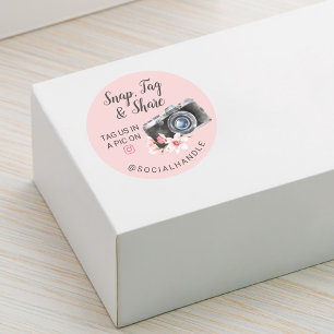 Adesivo Redondo Obrigado Encaixar, Etiquetar e Compartilhar Câmer