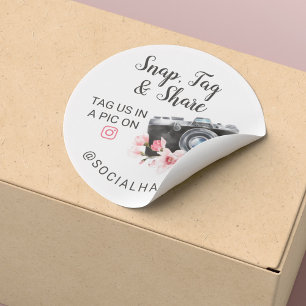 Adesivo Redondo Obrigado Encaixar, Etiquetar e Compartilhar Câmer