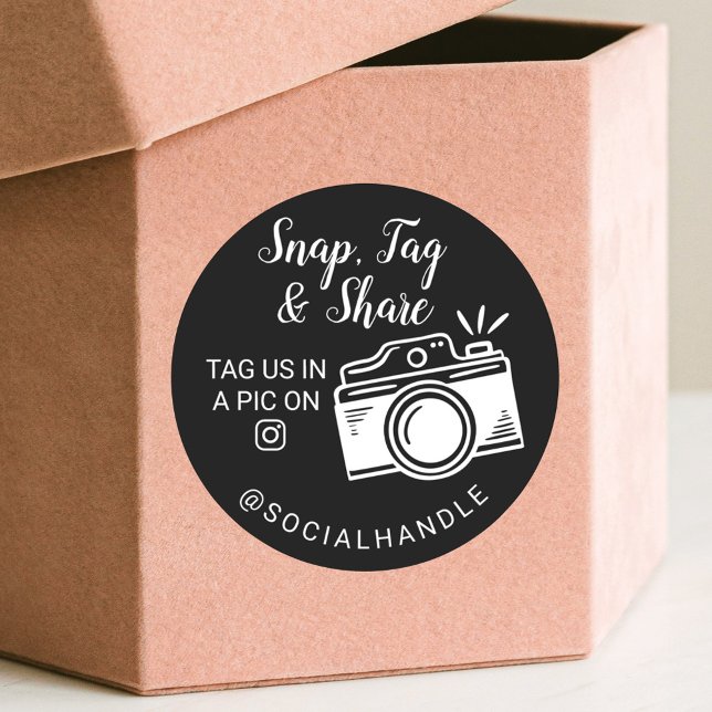 Adesivo Redondo Obrigado Encaixar, Etiquetar e Compartilhar Câmera (Criador carregado)