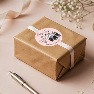 Adesivo Redondo Obrigado Encaixar, Etiquetar e Compartilhar Câmera