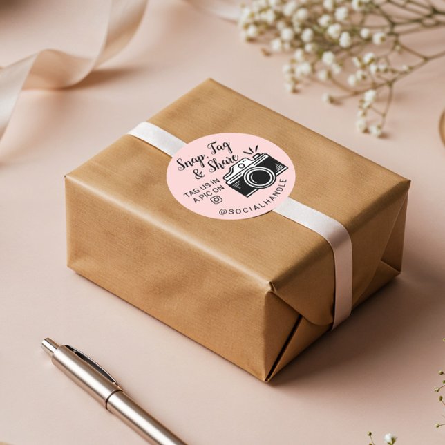 Adesivo Redondo Obrigado Encaixar, Etiquetar e Compartilhar Câmera (Thank You Snap, Tag & Share Social Media Camera)