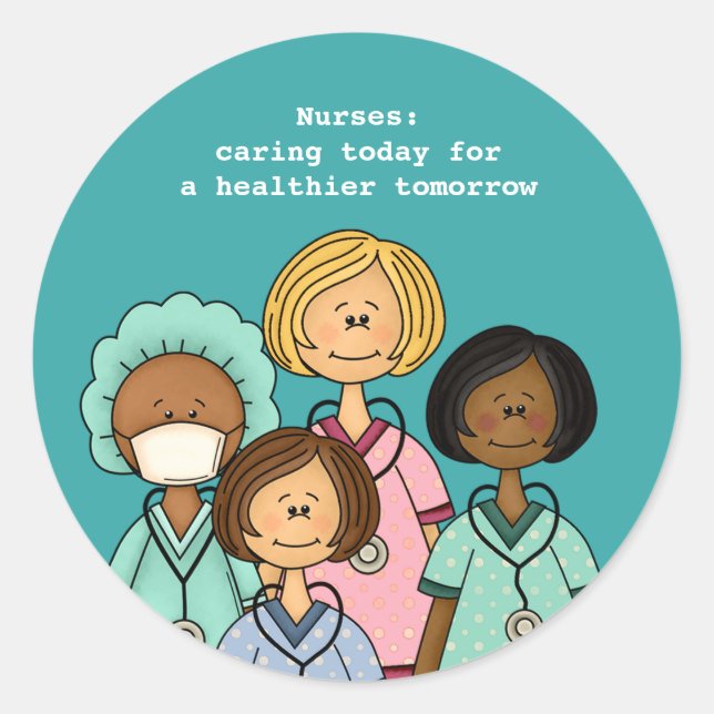 Adesivo Redondo Obrigado Enfermeira Stickers (Frente)