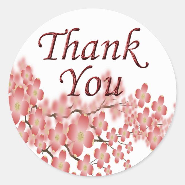 Adesivo Redondo Obrigado Envelope Seal Dogwood Design (Frente)