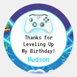 Adesivo Redondo Obrigado Epic Gamer Aniversário Golpe Crítico!