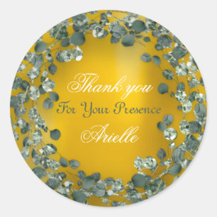 Adesivo Redondo Obrigado Eucalipto Aniversário Noiva Hortelã Amare